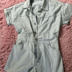 Zara Gray Button-Up Jumpsuit